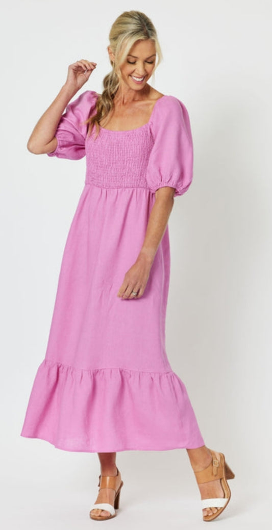 Gordon Smith ruched linen dress