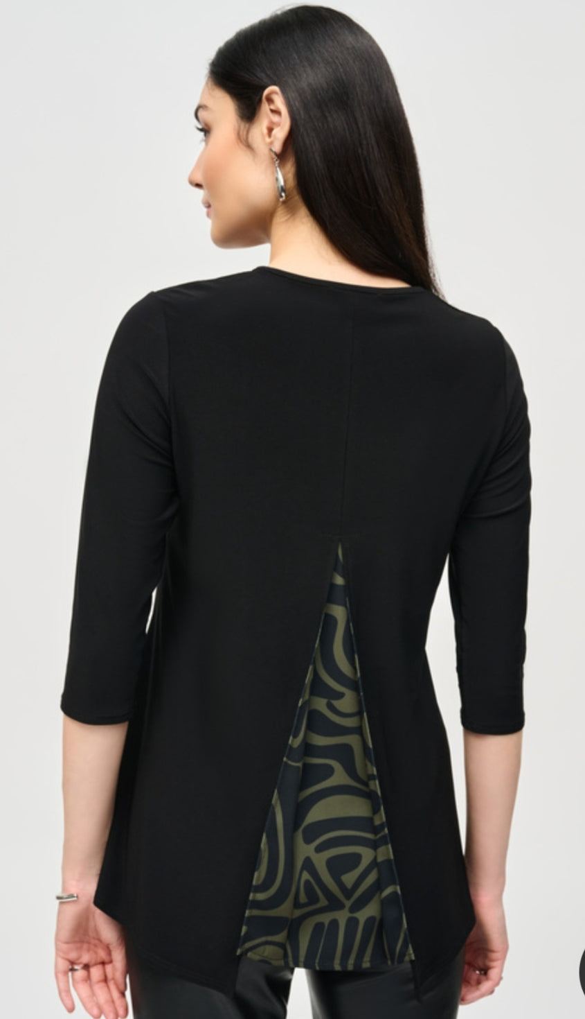 Joseph Ribkoff top with khaki print detail