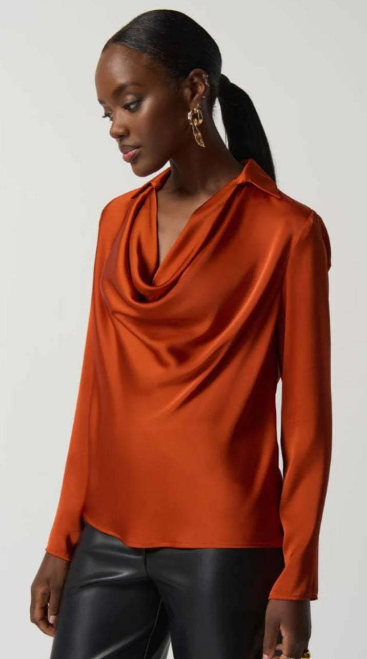 Joseph Ribkoff satin cowl neck top