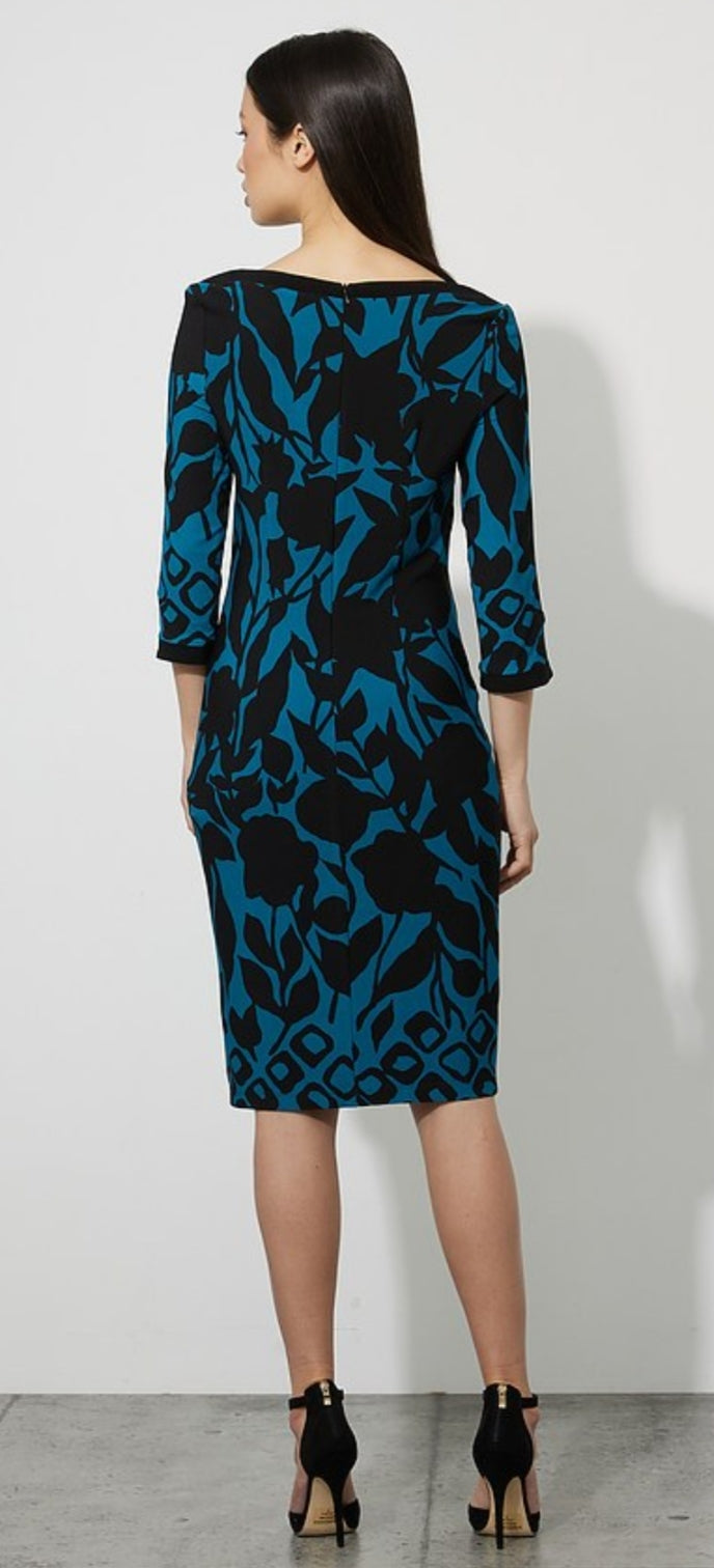 Joseph Ribkoff teal long sleeve dress