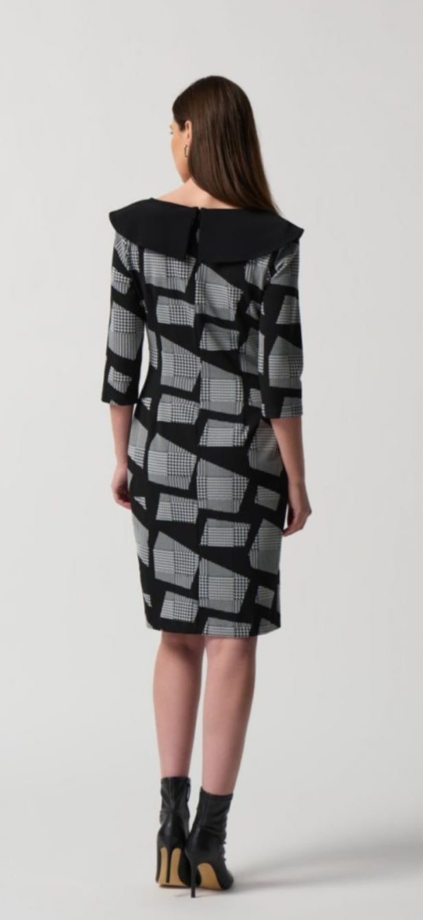 Joseph Ribkoff geo stripe dress with collar