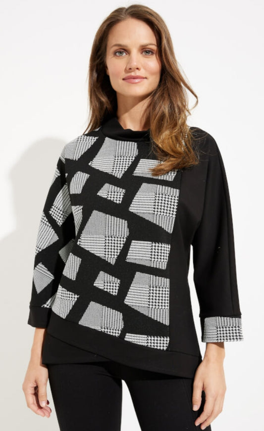 Joseph Ribkoff black and white ponte top