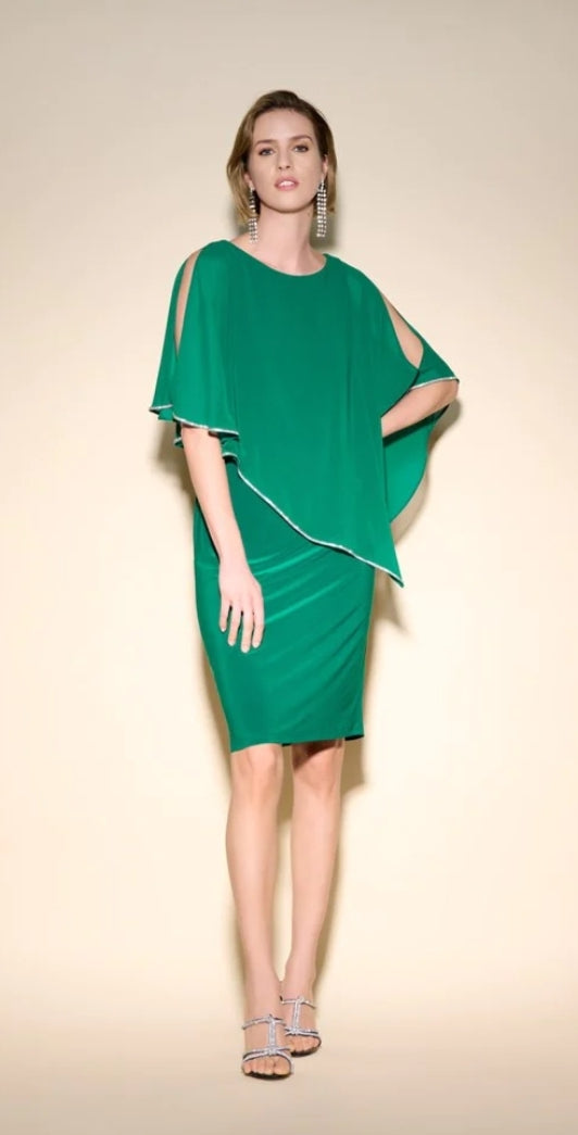 Joseph Ribkoff green dress chiffon overlay