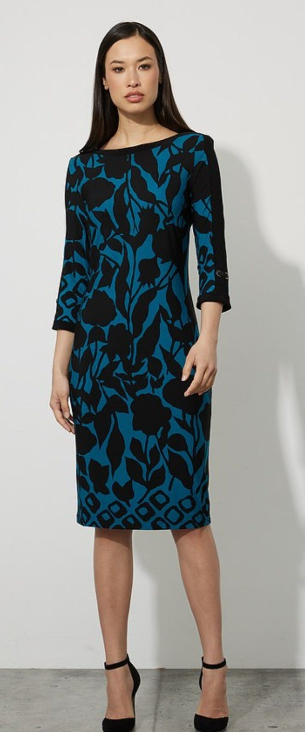 Joseph Ribkoff teal long sleeve dress