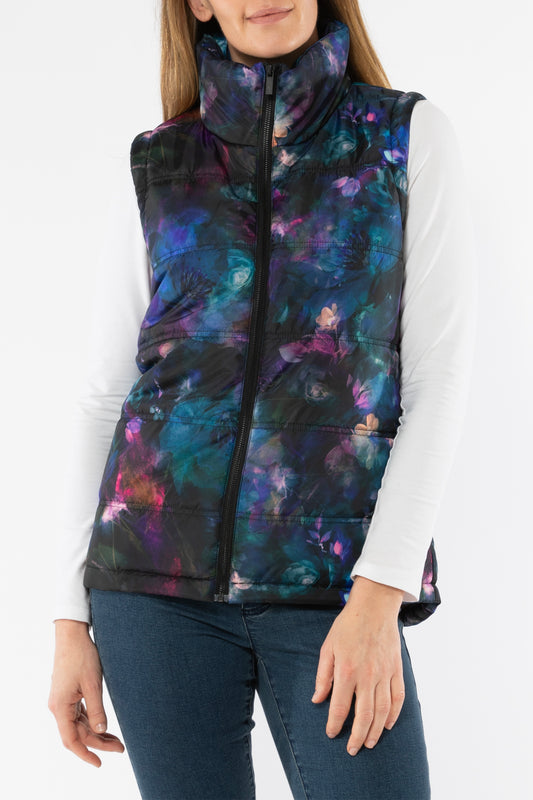 Jump midnight floral puffer vest