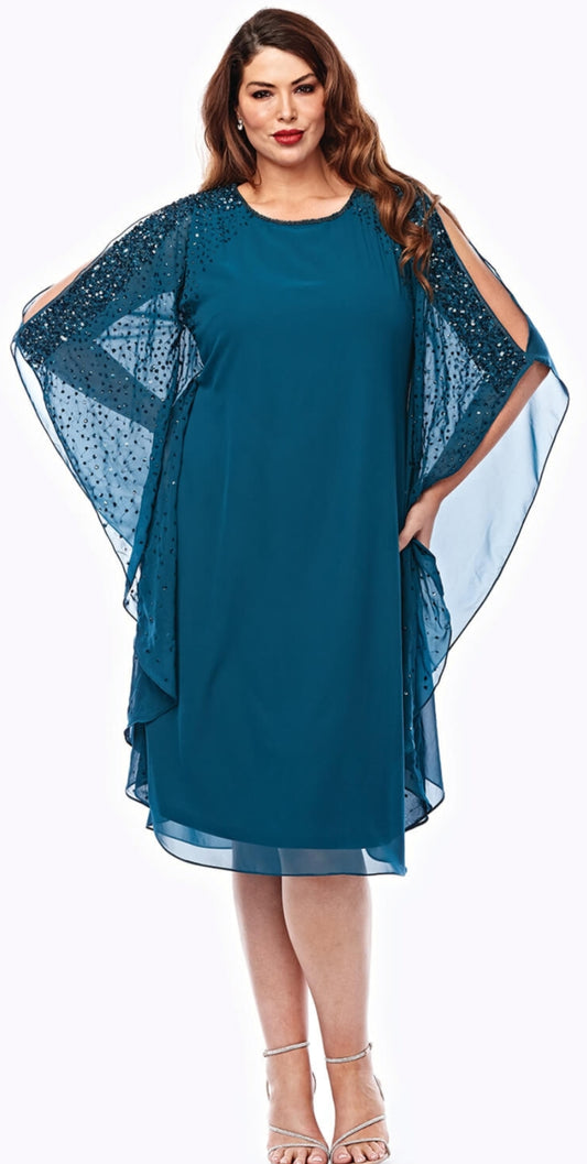 Layla Jones beaded chiffon overlay dress