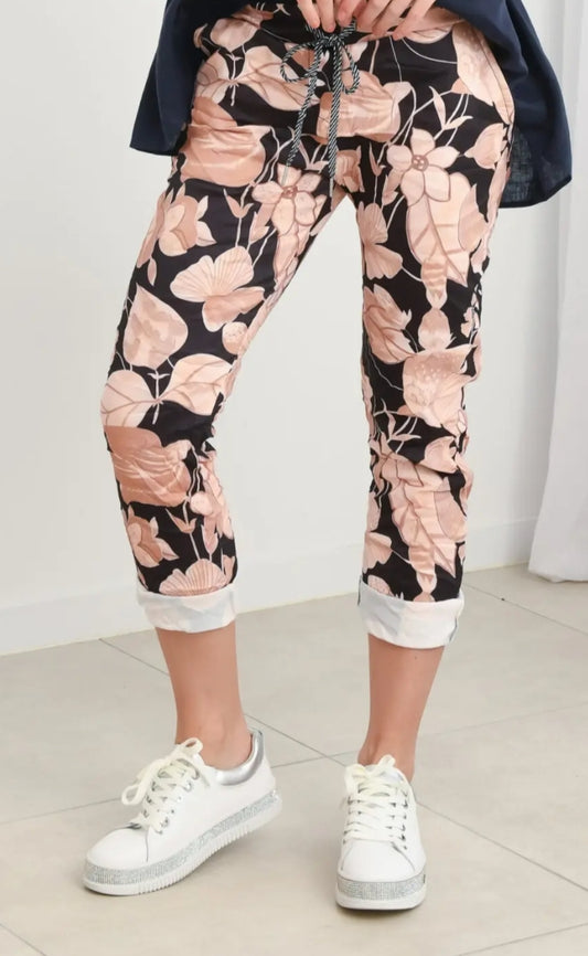 La Strada black floral pants