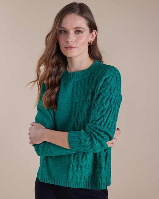 Marco Polo green cable knit