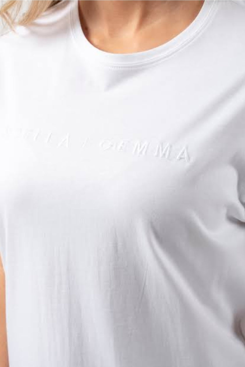 Stella and Gemma embroidered tee white