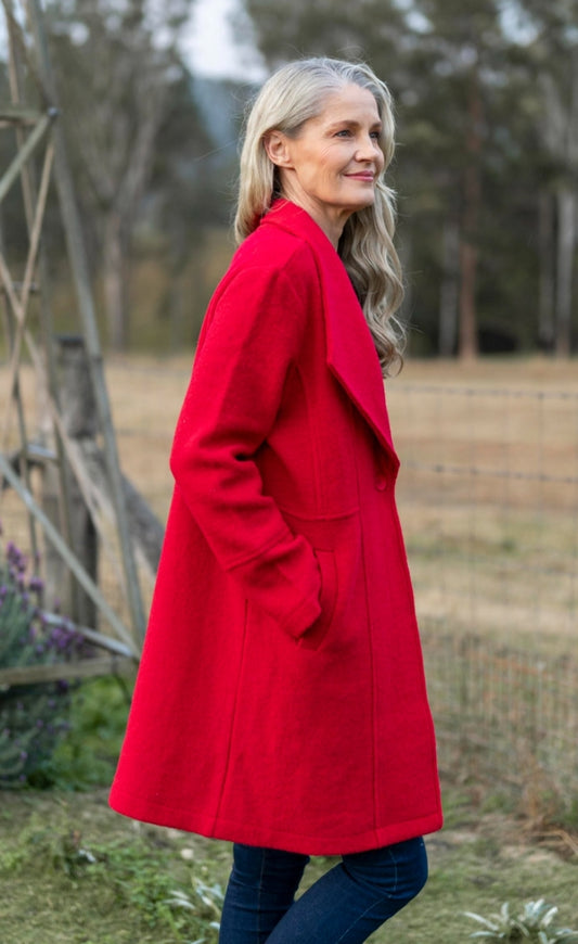 See Saw boiled wool jacket in red