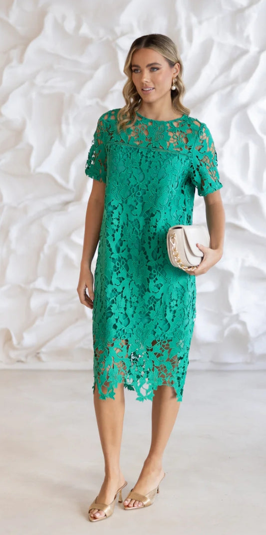 Two Ts green lace dress