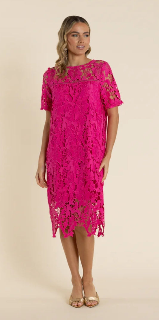 Two Ts hot pink lace dress