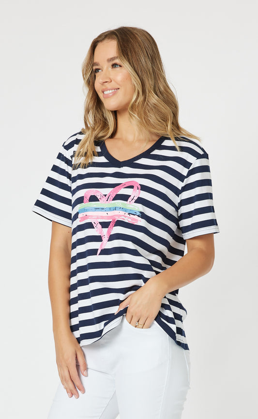 Threadz pink heart print tee