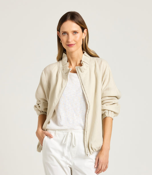 Yarra Trail stone linen jacket