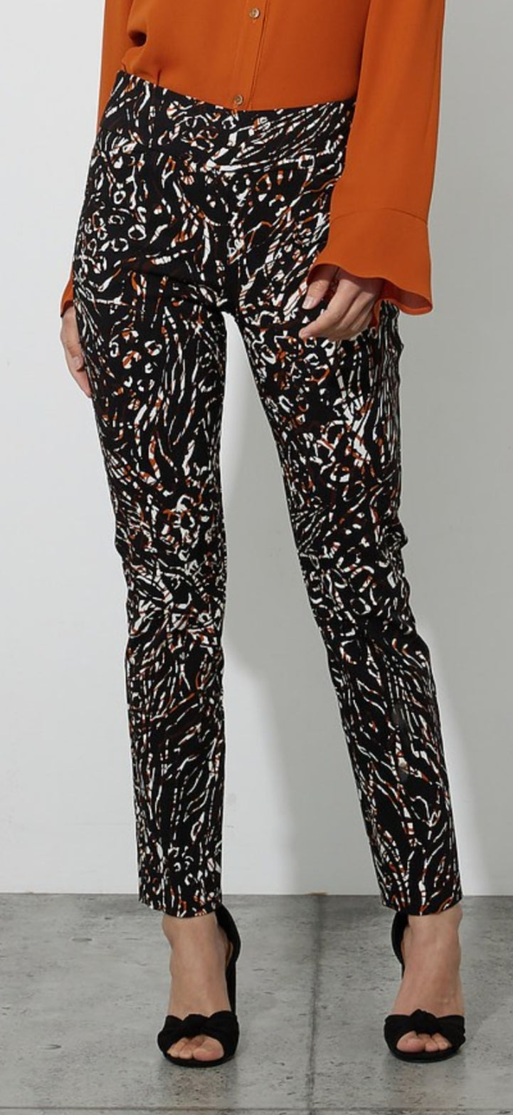 Joseph Ribkoff printed pants rust and black